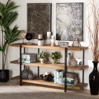 Baxton Studio JY20A163-NaturalBlack-Console Baxton Studio Tarah Modern Rustic and Industrial Natural Brown Finished Wood and Black Finished Metal Console Table